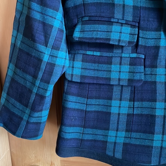 Club Monaco Navy Green Plaid Blazer, size 8 - Picture 3 of 9
